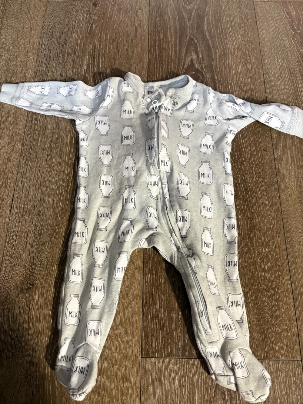 H&M Gray Milk Bottle Footed One-Piece